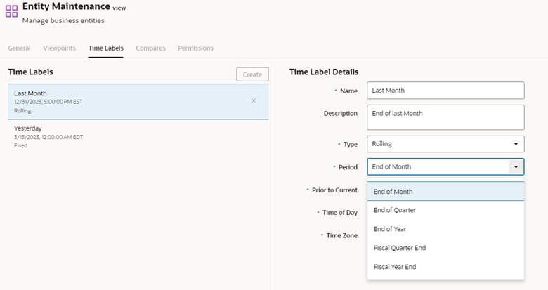 Oracle EDM screenshot time label period