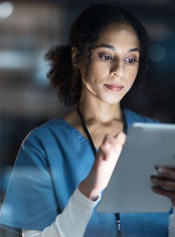 nurse using an iPad