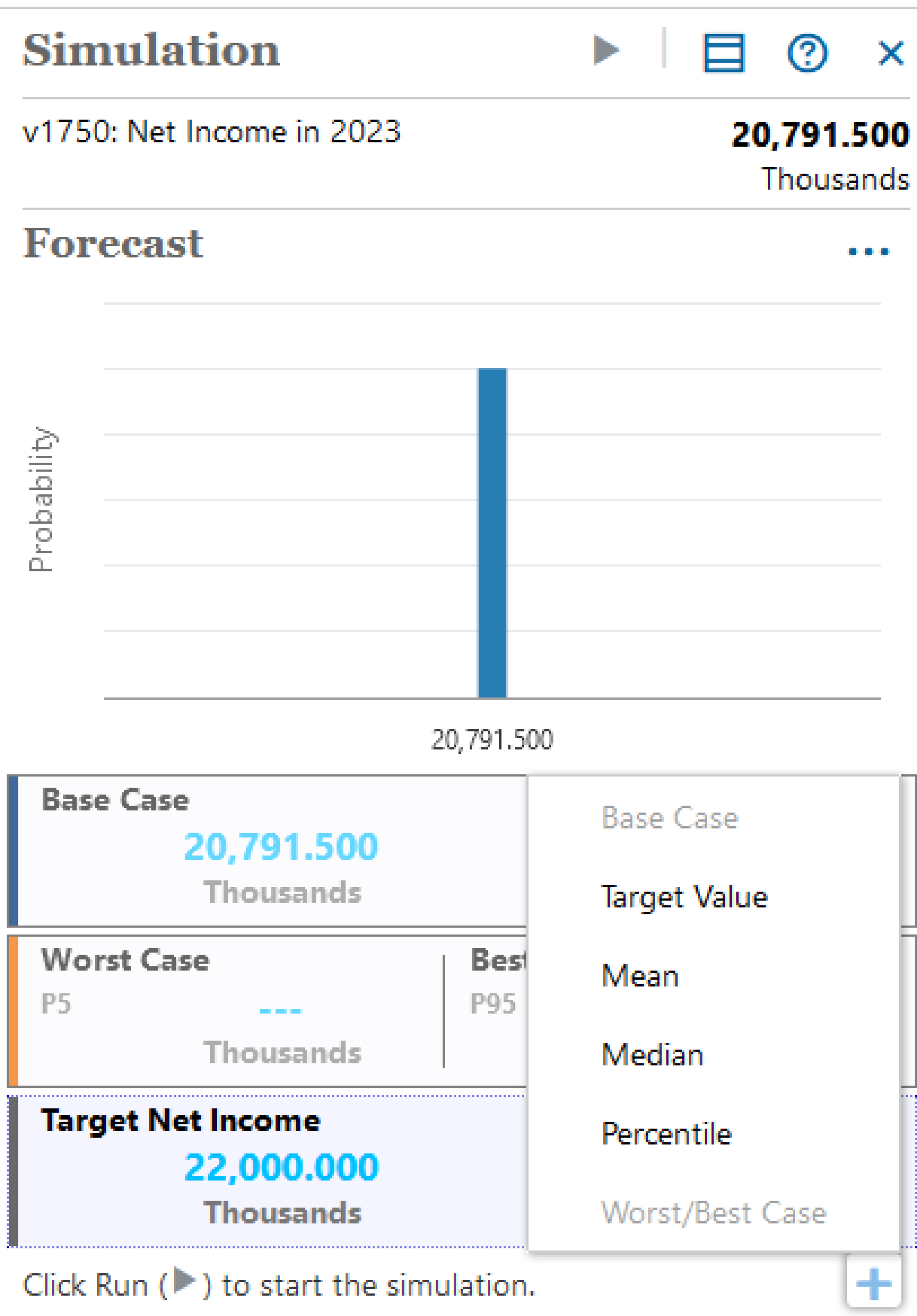 Oracle EPM Strategic Modeling forecast with key outputs