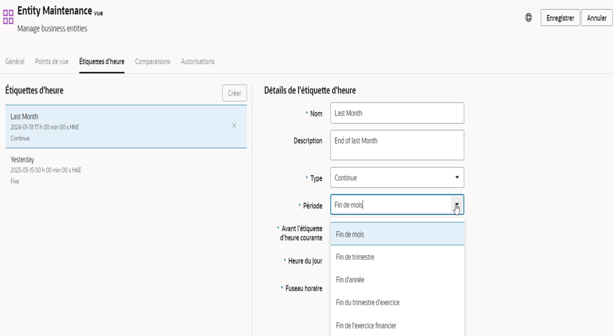 Oracle EDM screenshot time label period