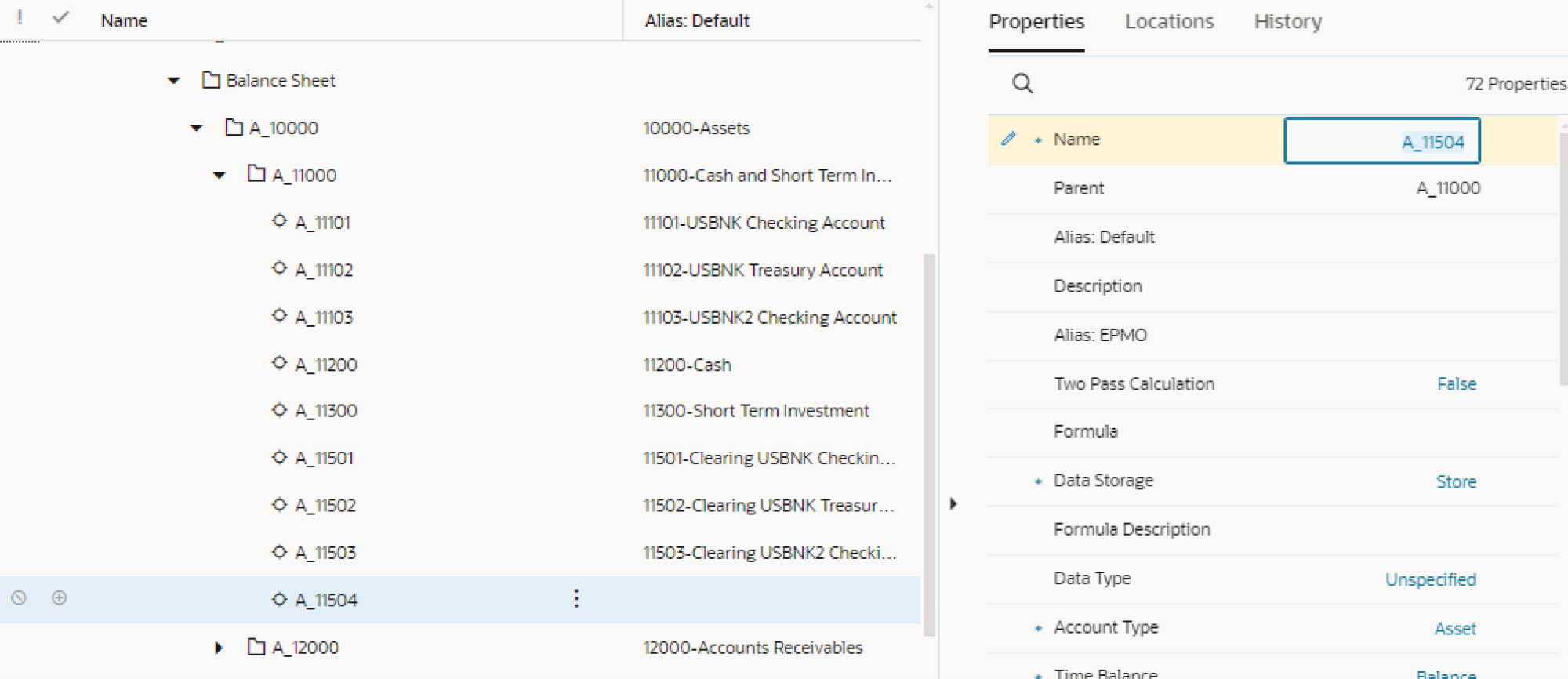 Oracle EDM screenshot showing how to automatically create an account number using higherarchy logic