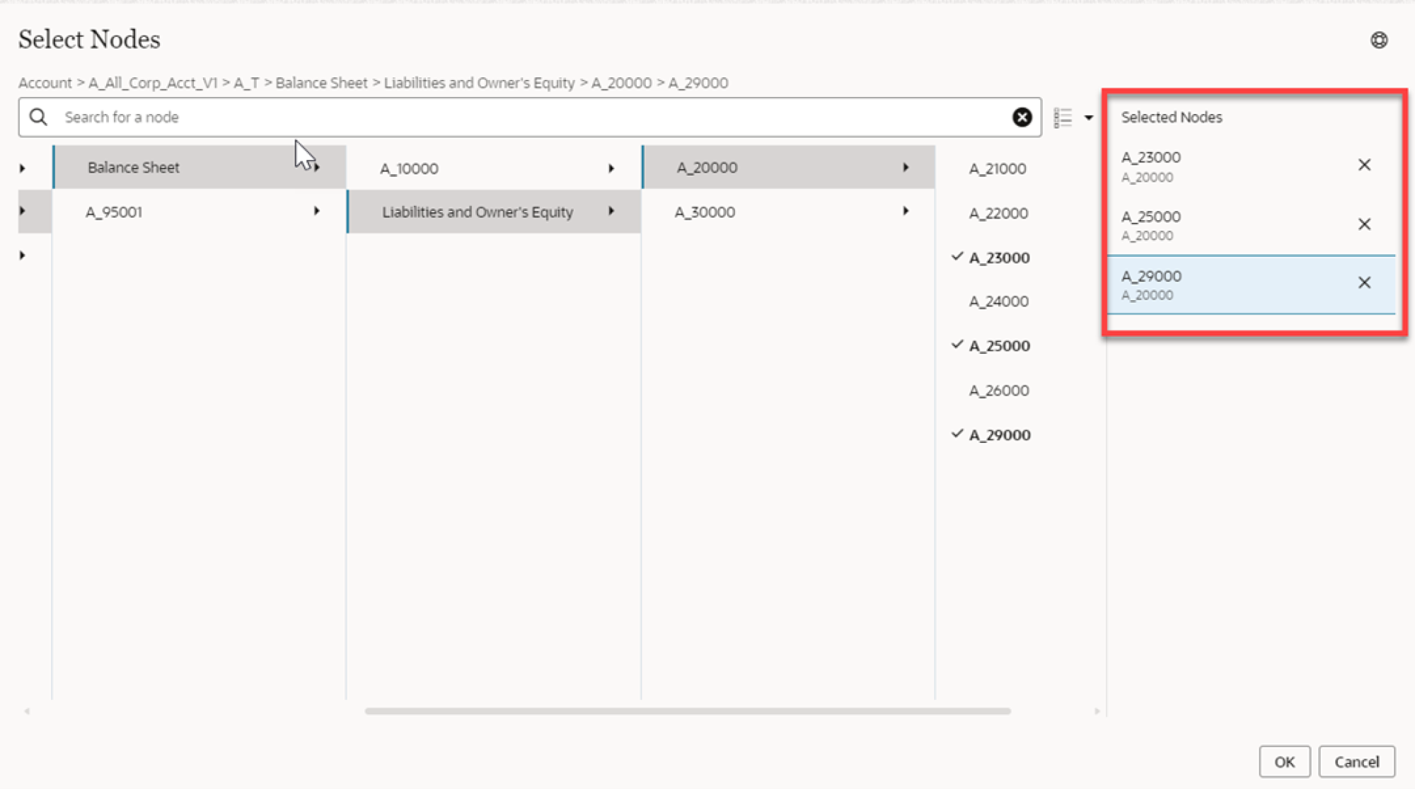 Oracle EDM screenshot showing how to select multiple nodes at once when inserting and moving