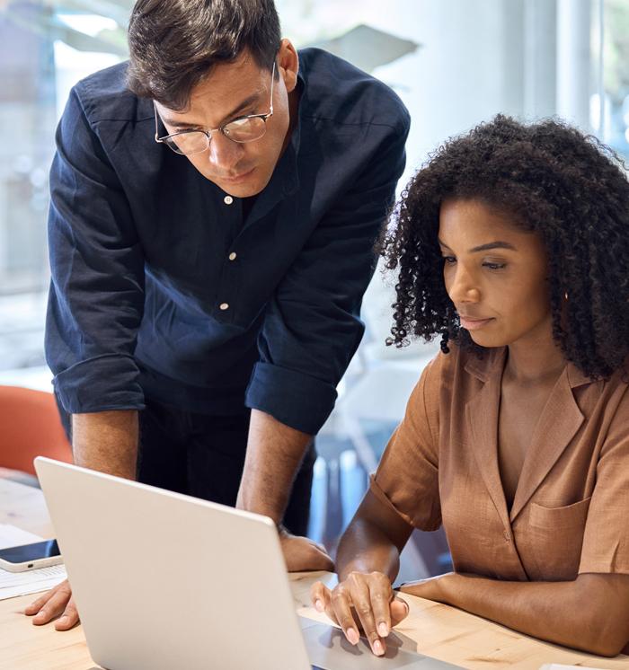 coworkers consulting on a marketing plan